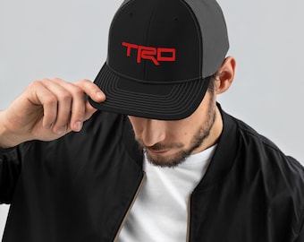 Gorra de camionero retro TRD roja llamativa / Gorra Toyota bordada tipo snapback / Gorra todoterreno