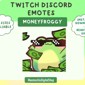 Money Froggy Individual Emote ｜ twitch discord emotes/badges｜streaming emote cute frog toad pack｜kawaii bundle make it rain rich