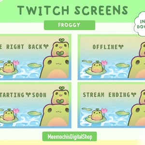 Sprout froggy Stream Overlay for Twitch︳Overlays Frames frog Starting soon offline ending be right back instant download Pack bundle