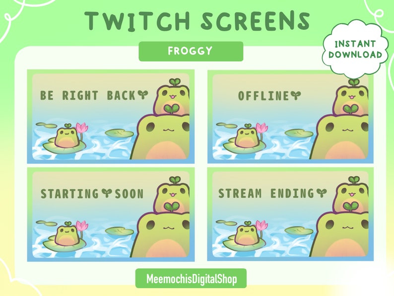 Sprout Froggy Stream Overlay for Twitch︳overlays Frames Frog Starting ...