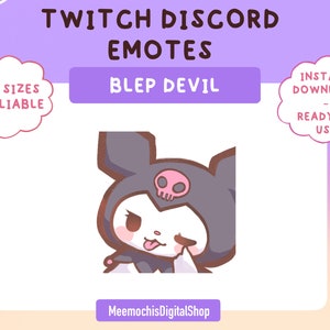 May include: A black and pink cartoon character with a skull on its head and a tongue sticking out. The character is winking and has a mischievous expression. The text "BLEP DEVIL" is above the character.