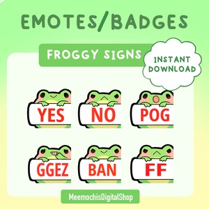 Frog sign emote pack (6) ｜ twitch  discord emotes/badges｜streaming emote cute froggy toad knife bubble tea pack｜kawaii bundle