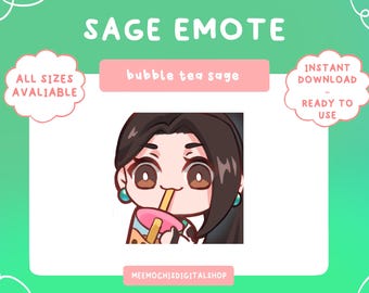 sage bubble tea emote (1)｜ valorant twitch discord emotes｜streaming youtube cute bbt bubble tea smile｜kawaii bundle