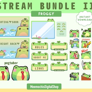 ULTIMATE frog sprout COMPLETE II Twitch Package︳Overlays Emotes panels border screens starting soon ending offline Alert sub badges bundle