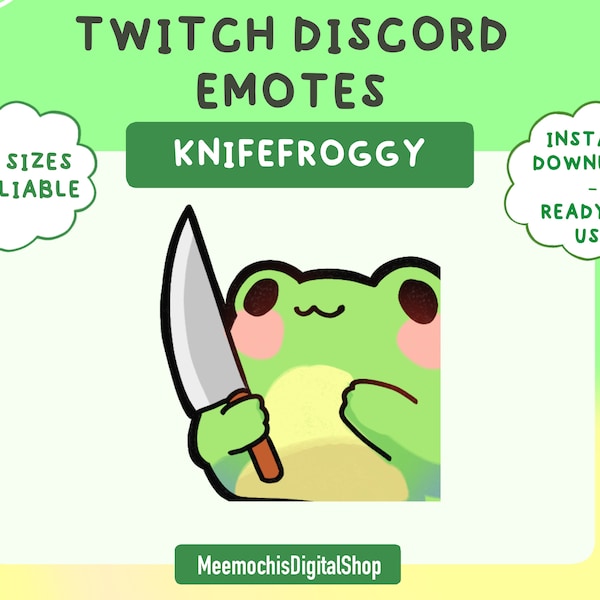 Knife Froggy Individual Emote ｜ twitch discord emotes/badges｜streaming emote cute frog toad pack｜kawaii bundle