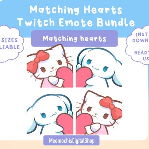 Besties Bundle Emotes Pack (4)｜twitch discord badges｜heart matching best friend cute puppy  cat kitty dog bun devil art｜kawaii bundle