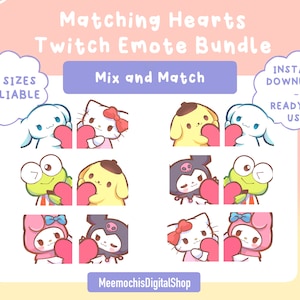 Besties Bundle Emotes Pack (12)｜twitch discord badges｜heart matching best friend cute bunny bun devil art｜kawaii bundle