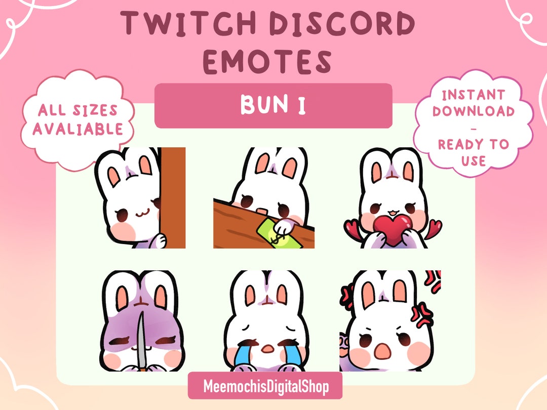 Bunny Emote Pack (6) ๏ฝ Twitch Discord Emotes Badges๏ฝstreaming Youtube ...