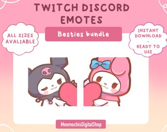 Besties Bundle Emotes Pack (2)｜twitch Discord Badges｜Herz passender bester Freund süßer Hase Teufel Kunst｜kawaii Bundle