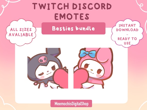 Besties Bundle Emotes Pack (2)｜twitch discord badges｜heart matching best friend cute bunny bun devil art｜kawaii bundle