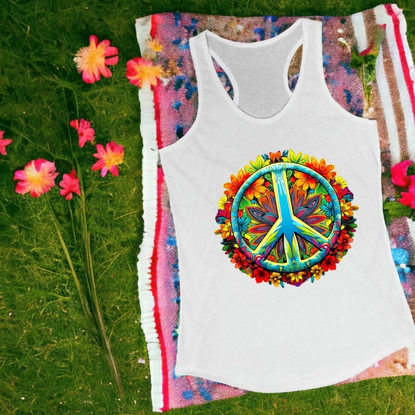 Peace Sign Tank Top,  Summer wear, Spring clothes, Boho Clothes, Hippie, Beach, Lake