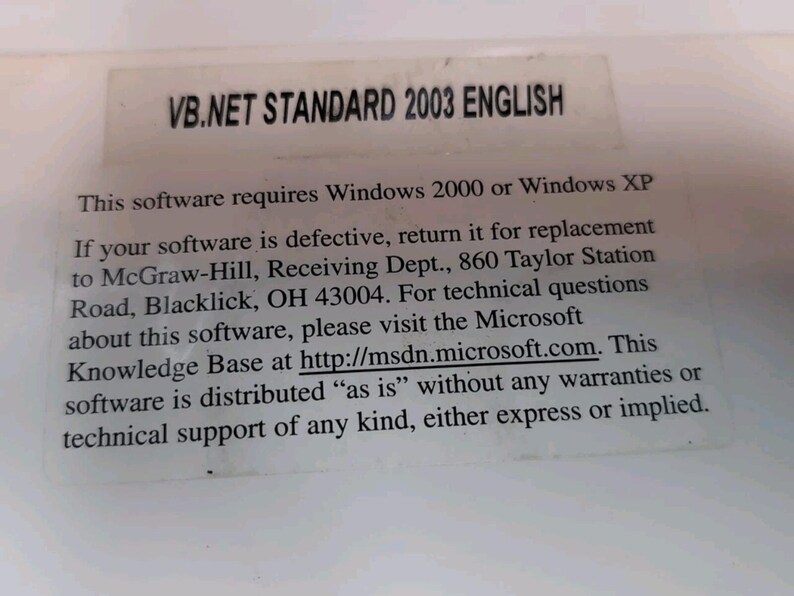 Vintage Microsoft Visual Basic .net Standard 2003 Software package immagine 3