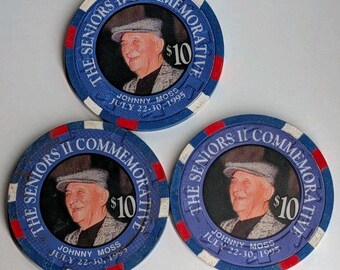Seniors II Poker Tournament 10 Dollar Commemorative Chip Set 1995 Anton Moon