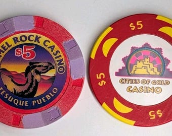 Tesuque Pueblo New Mexico 5 Dollar Casino Chip Set Camel Rock Cities of Gold
