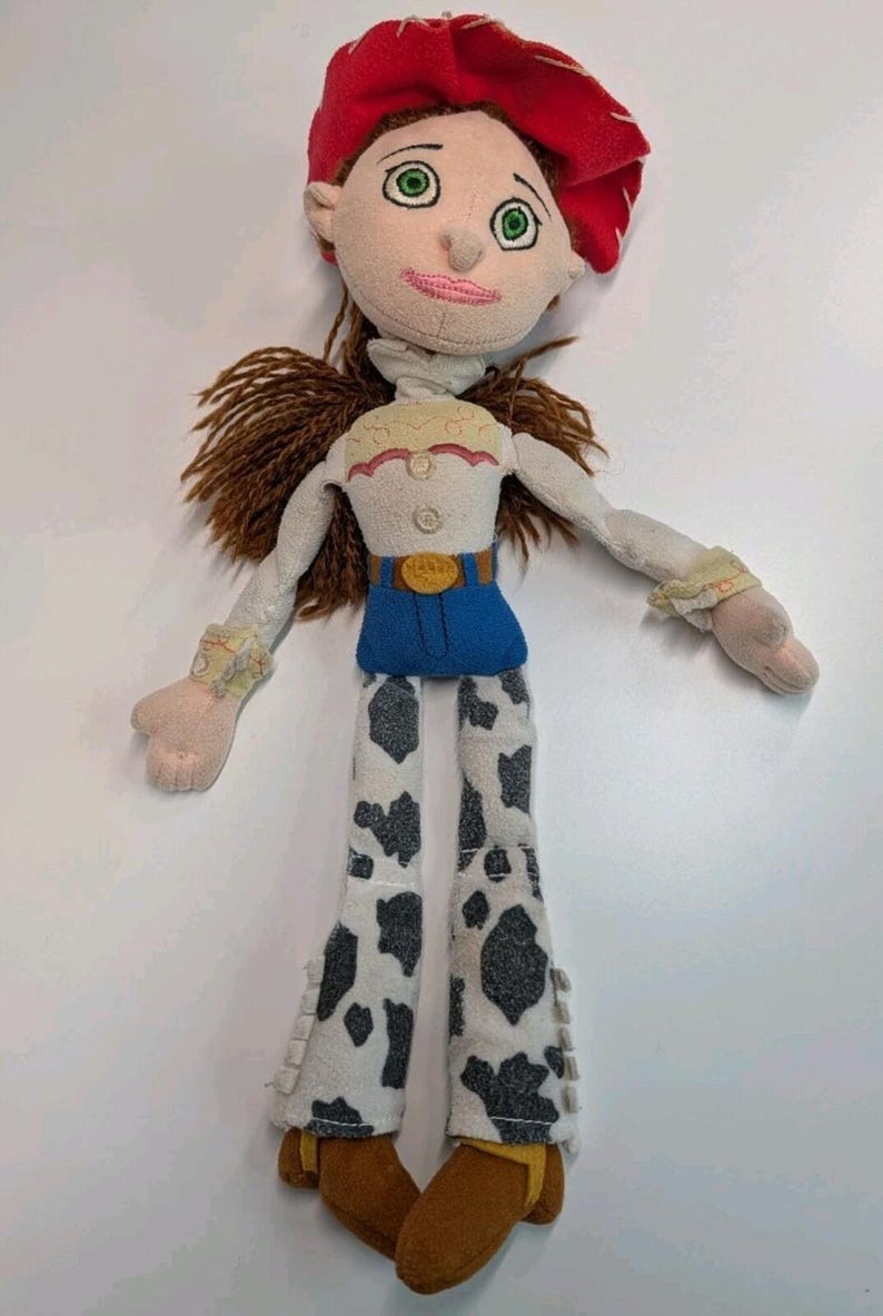 Jessie Toy Story Cowgirl Plush Doll Yarn Hair Red Hat Cow Print Pants immagine 1