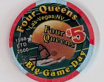 Four Queens Las Vegas 5 Dollar Casino Chip Big Game Day 1998 Limited Edition