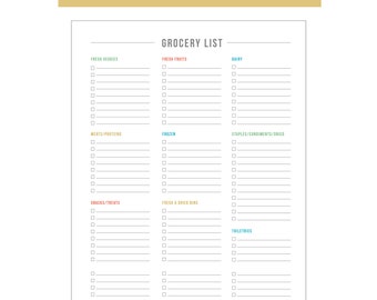Grocery List Printable PDF Page, Grocery List Planner, Grocery Planner, Printable PDF Download, Simple Grocery List, Party Grocery Shopping