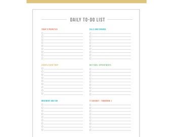 Daily To Do List Printable PDF Page, Daily To Do List Planner, Daily To Do Planner, Printable PDF Download, Simple To Do List