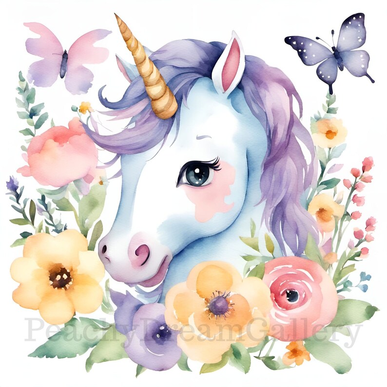 Watercolor Unicorn Wall Art Digital Printable Art - Etsy