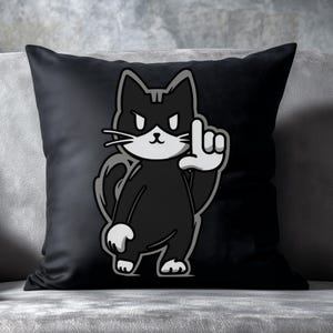 Snarky Black Cat Pillow: Funny Throw Cushion, Pet Lover Home Decor