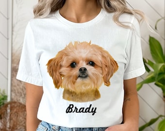 Custom Pet Shirt, Personalized Pet Shirt, Pet Photo Name Shirt,  Custom Pet Portrait Shirt, Dog Owner Gift, Custom Dog Shirt, Dog Mom Gift