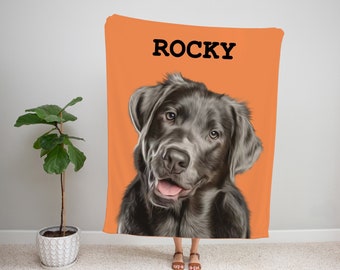 Custom Pet Blanket, Custom Name Dog Blanket, Personalized Digital Pet Blanket, Custom Pet Portrait Blanket, Dog Owner Gift, Dog Mom Gifts