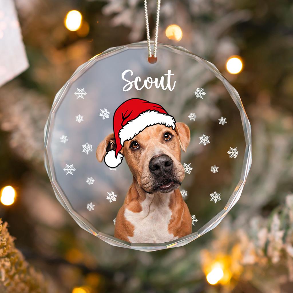 Custom Dog Ornament, Personalized Pet Glass Ornament, Custom Dog Christmas Ornament, Custom Pet Photo Ornament, Custom Pet Memorial Ornament