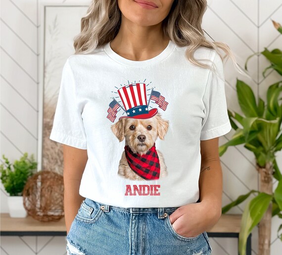 Custom 4th of July Dog Shirt Custom Patriotic Dog Shirt Personalized American Dog Shirt Personalized Pet Tee Custom Pet Portrait Shirt Etsy