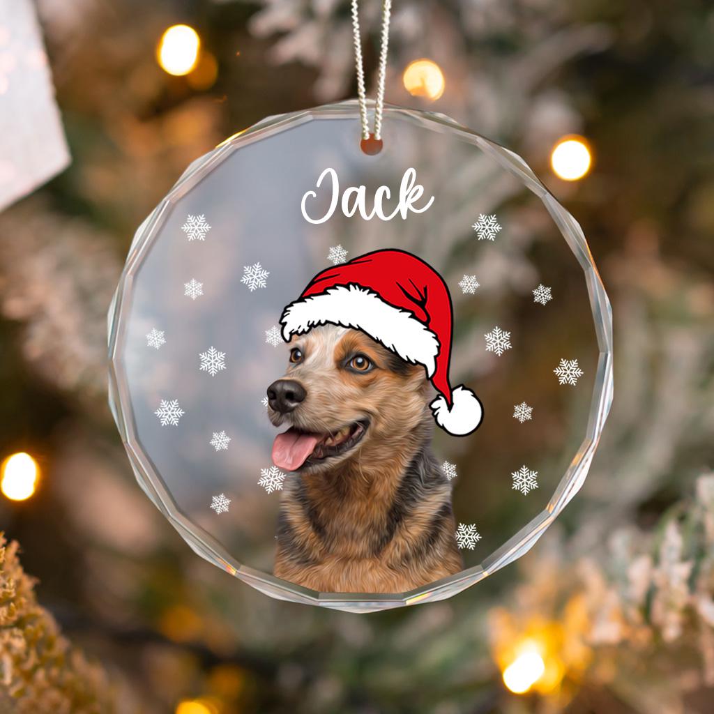 Custom Dog Ornament, Personalized Pet Glass Ornament, Custom Dog Christmas Ornament, Custom Pet Photo Ornament, Custom Pet Memorial Ornament