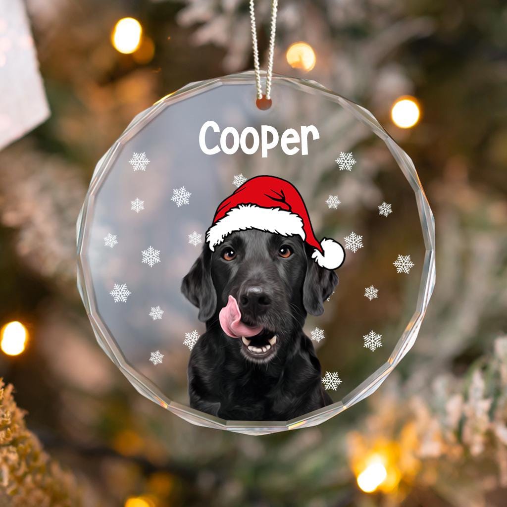 Custom Dog Ornament, Personalized Pet Glass Ornament, Custom Dog Christmas Ornament, Custom Pet Photo Ornament, Custom Pet Memorial Ornament