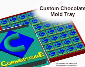 Custom Chocolate Mold With Your Design - Tray of Bars or Single Bar  | Custom Candy Mold