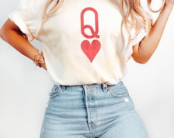 Comfort Colors® Queen of Hearts Shirt, Playing Card Shirt, Poker Card Games Shirt, Women's Valentines Day Shirt, queen of hearts costume