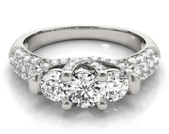 Frauen MOISSANIT 1.46ct Verlobungsring 3 Stein Jubiläum Versprechen Ring Massiv 925 Sterling Silber, Größen 5-12 US, Frauen Hochzeitsgeschenk Ring.