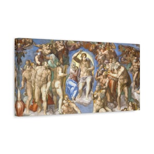 The last Judgment Canvas Print Print , Religious Wall Art, Vatican City Sistine Chapel Decor Stretched Canvas Wall Art Vintage Classic Large