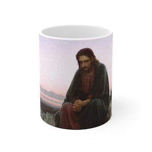 Christ in temptation Mug | Jesus Tempted in the Desert | Devotion Mug | Forgiveness Mug | Catholic Mug For Men & Women | Prayer Mug