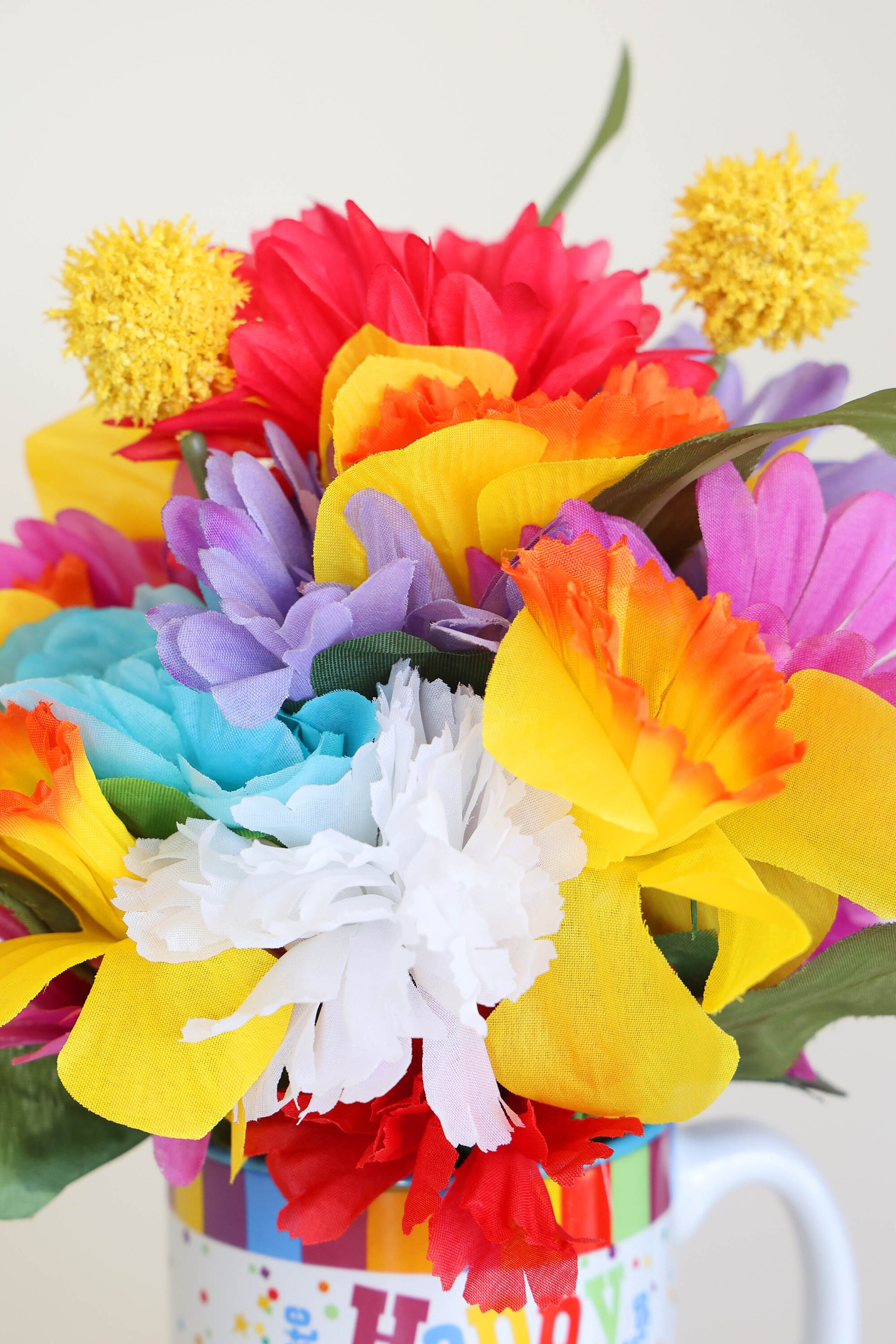 Happy Birthday Flower Arrangement Birthday Gifts Handmade Artificial