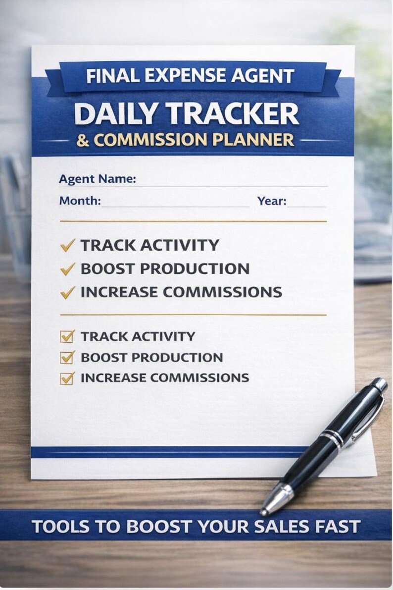 Final Expense Agent Daily Tracker & Commission Planner - Etsy