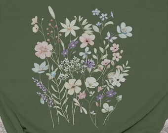 Flower Shirts,Aesthetic Wild Flower Shirt, Botanical Floral,Minimalist Shirts for Women,Botanical Shirt, Nature Lover Shirt,Ladies Shirts