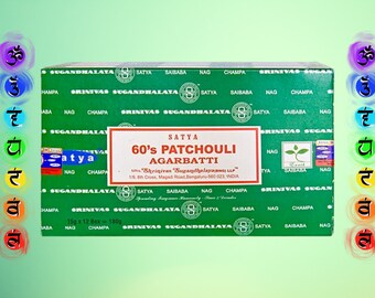 Satya Nag Champa - 60'S PATCHOULI Incense Sticks (15 Gram Box) Bulk Wholesale| Free Shipping