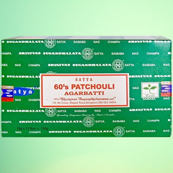 Satya Nag Champa - 60'S PATCHOULI Incense Sticks (15 Gram Box) Bulk Wholesale| Free Shipping