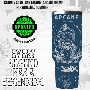 Personalized Arcane Jinx Stanley 40oz Tumbler: Laser Engraved, Free Slate Coaster.