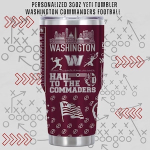 Personalized Washington Commanders Yeti Tumbler: 30oz Stainless Steel, Wine Color