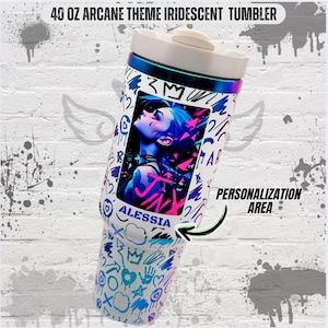 Personalized Arcane Jinx Tumbler: Iridescent 40oz Laser Engraved Cup