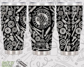Personalized Gearhead Yeti 30oz Tumbler: Magslide Lid with Free Slate Coaster.