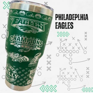 Personalized Philadelphia Eagles Tumbler: Laser Engraved Stainless Steel 30oz