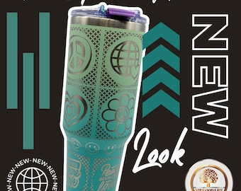 Peace Sign Laser Engraved 40oz Tumbler with Coaster