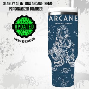 Personalized Arcane Jinx Stanley Tumbler: Laser Engraved 40oz, Free Slate Coaster.