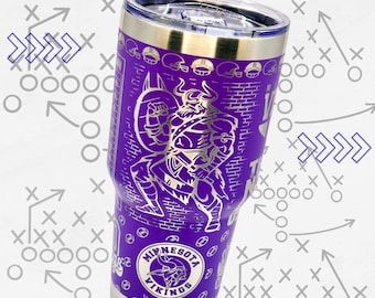 Personalized Vikings Tumbler: 30oz Laser Engraved Stainless Steel