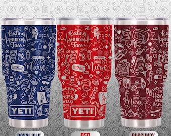 Personalized Nurse Yeti Tumbler: Laser Engraved 30oz Stainless Steel with Coaster