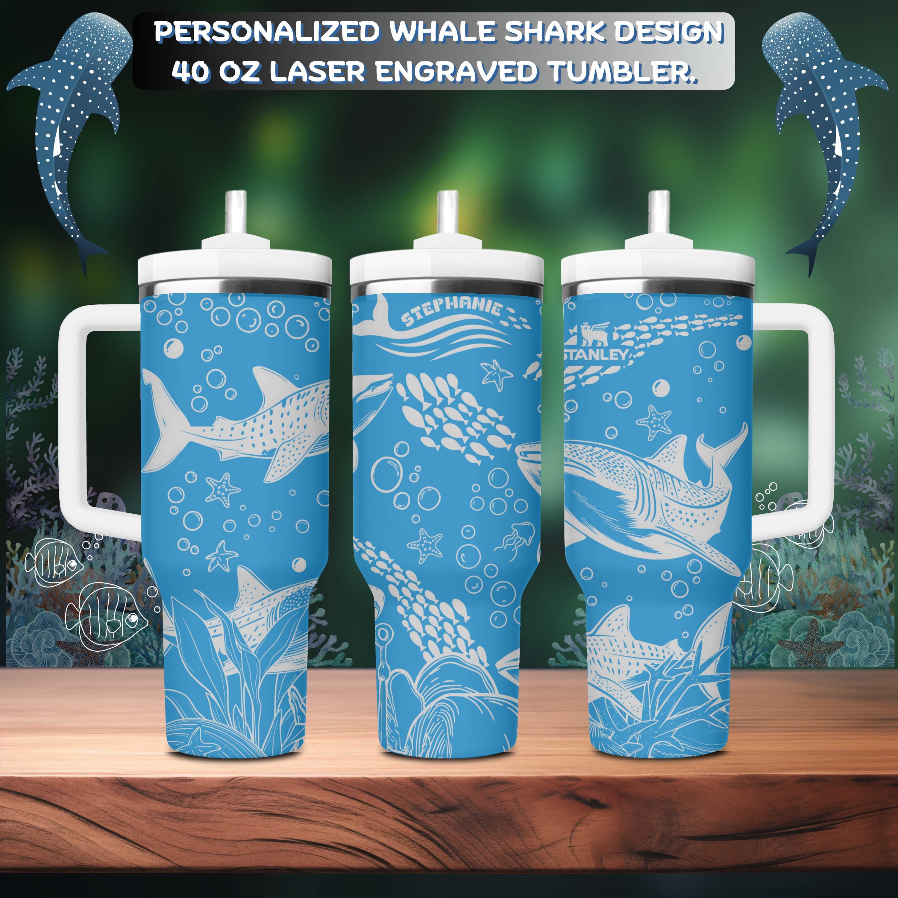 Personalized Whale Shark Stanley Tumbler 40oz: Engraved Ocean